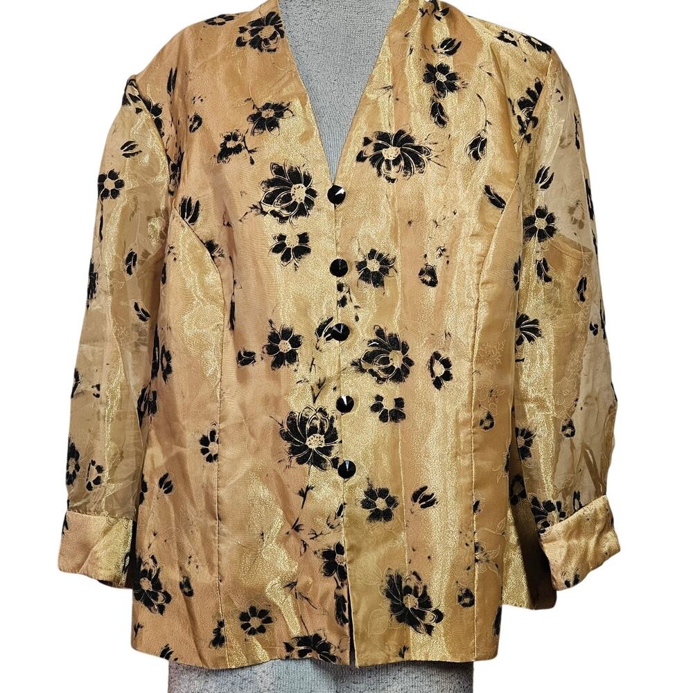 Alex Evenings Sheer Sleeve Blouse Size 2X